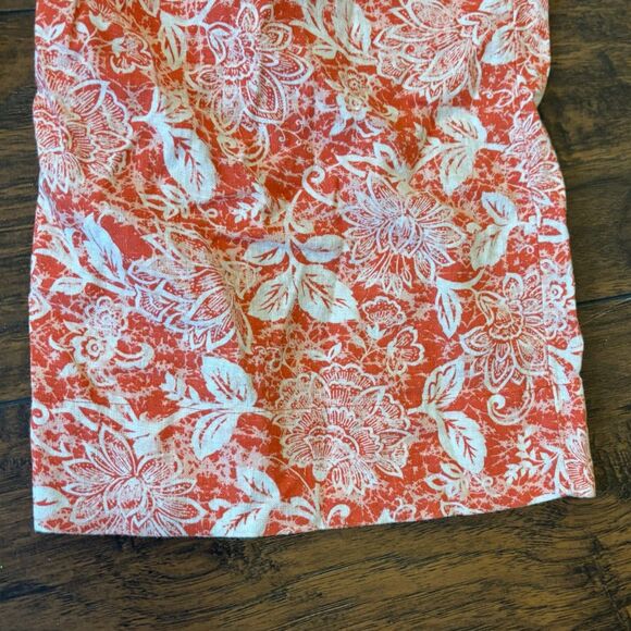 Naturals d&co Orange Bright Floral Flowy Linen Blend Summer Beachy Wide Leg Pant - Picture 3 of 8